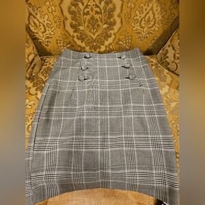 H&M Black and White Plaid Pencil Skirt